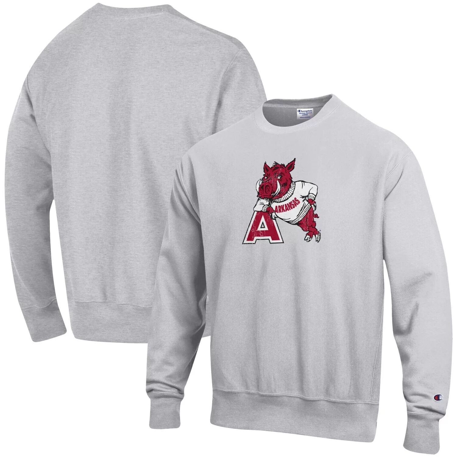 Мужской серый пуловер с логотипом обратного плетения Arkansas Razorbacks Arkansas Razorbacks, толстовка с капюшоном Champion
Мужской серый пуловер с логотипом обратного плетения Arkansas Razorbacks Arkansas Razorbacks, толстовка с капюшоном Champion