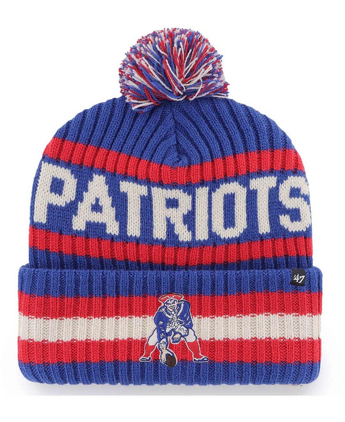 Мужская вязаная шапка с манжетами и помпоном Royal New England Patriots Legacy Bering '47 Brand
Мужская вязаная шапка с манжетами и помпоном Royal New England Patriots Legacy Bering '47 Brand