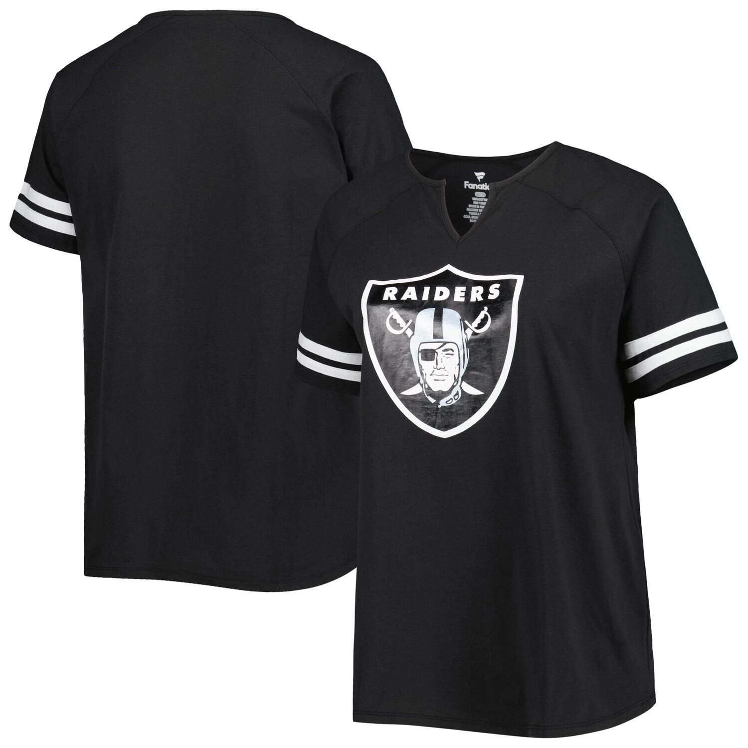 Женская черная футболка с логотипом Fanatics Las Vegas Raiders в полоску с вырезом реглан и вырезом Fanatics, Черный
Женская черная футболка с логотипом Fanatics Las Vegas Raiders в полоску с вырезом реглан и вырезом Fanatics, Черный