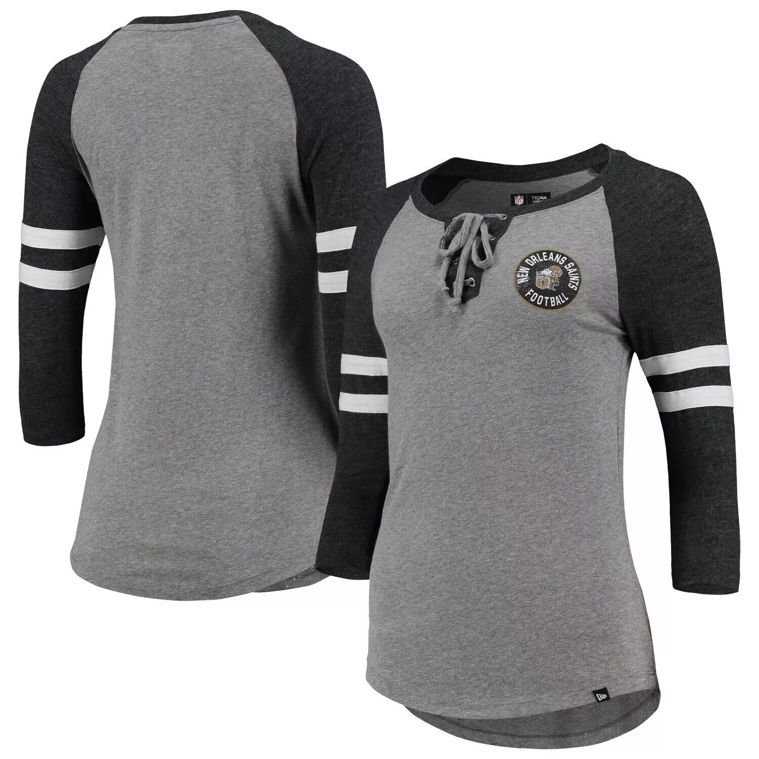 Женская серая футболка New Era Heathered New Orleans Saints с длинным рукавом реглан на шнуровке и рукавами 3/4 New Era
Женская серая футболка New Era Heathered New Orleans Saints с длинным рукавом реглан на шнуровке и рукавами 3/4 New Era
