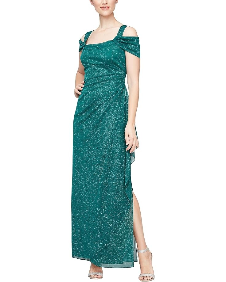 Платье Alex Evenings Long Cold Shoulder Glitter Mesh Gown with Cowl Neckline, зеленый
Платье Alex Evenings Long Cold Shoulder Glitter Mesh Gown with Cowl Neckline, зеленый
