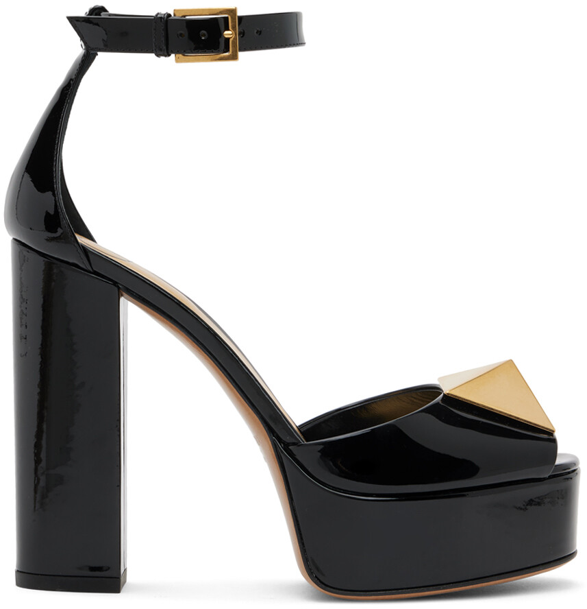 Черные туфли на каблуке с одной заклепкой на платформе Valentino Garavani, Черный
Черные туфли на каблуке с одной заклепкой на платформе Valentino Garavani, Черный