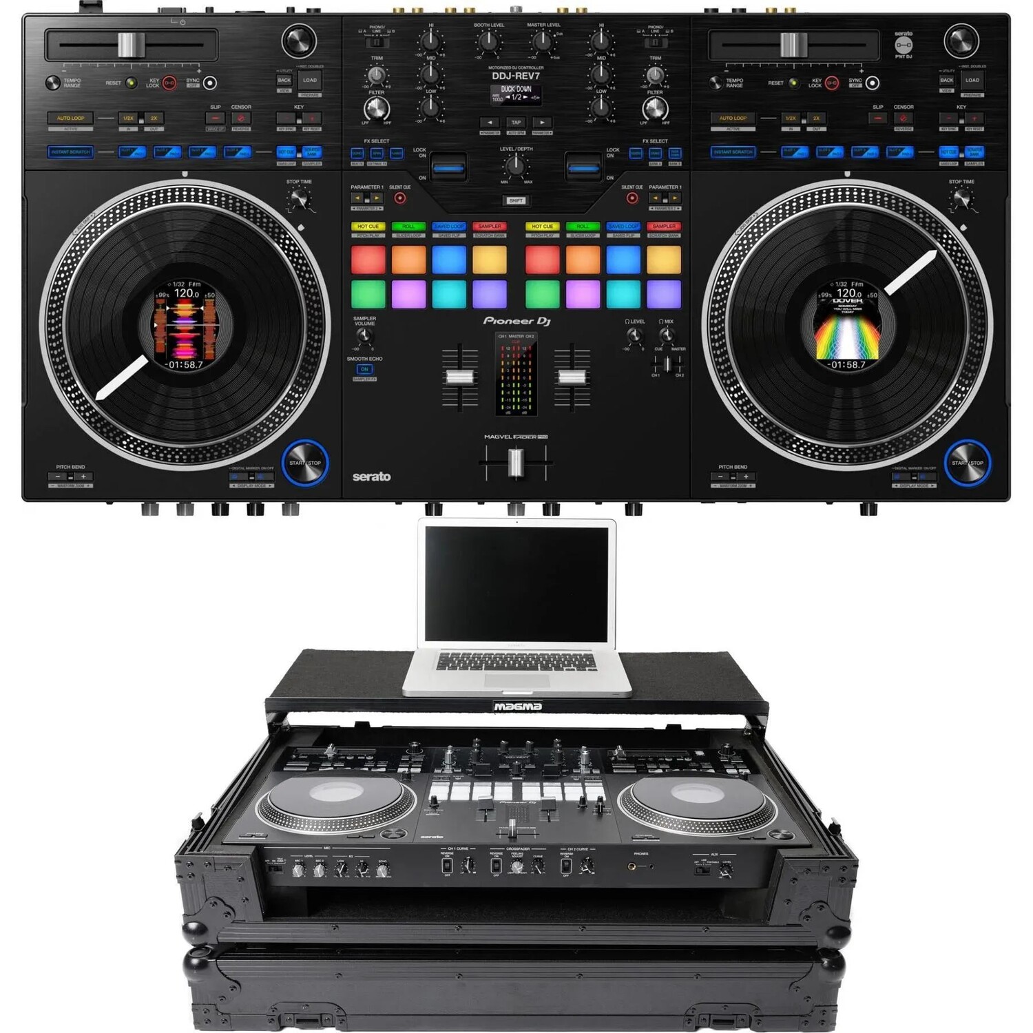 2-дековый контроллер Serato DJ Pioneer DJ DDJ-REV7 с жестким футляром Magma — черный
2-дековый контроллер Serato DJ Pioneer DJ DDJ-REV7 с жестким футляром Magma — черный