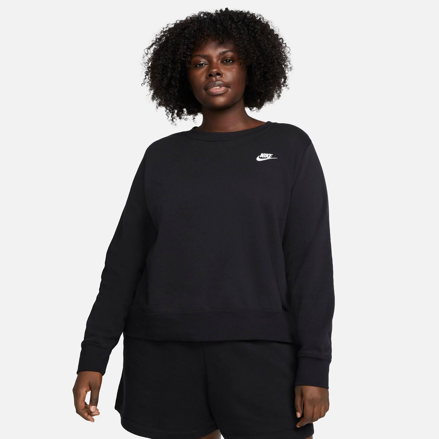 Женская флисовая футболка с круглым вырезом Nike Sportswear Club (большие размеры), черный
Женская флисовая футболка с круглым вырезом Nike Sportswear Club (большие размеры), черный
