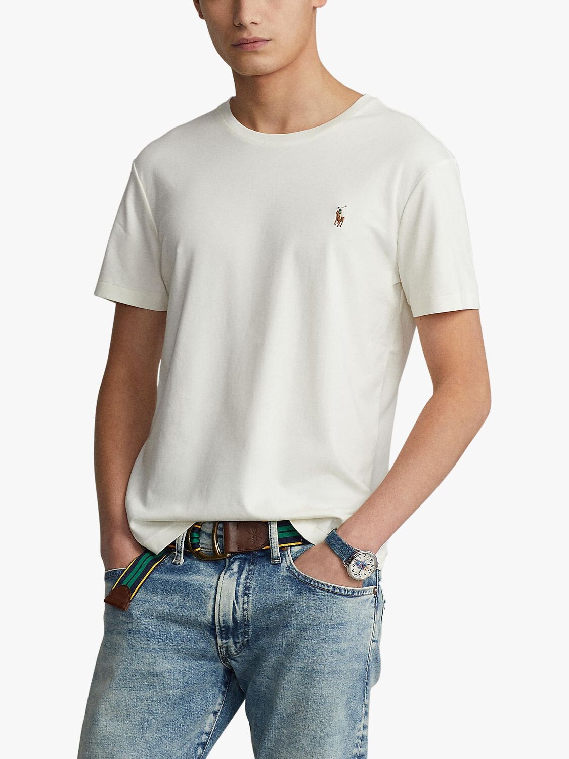 Хлопковая футболка индивидуального кроя с круглым вырезом Polo Ralph Lauren Pima, кремового цвета Clubhouse
Хлопковая футболка индивидуального кроя с круглым вырезом Polo Ralph Lauren Pima, кремового цвета Clubhouse