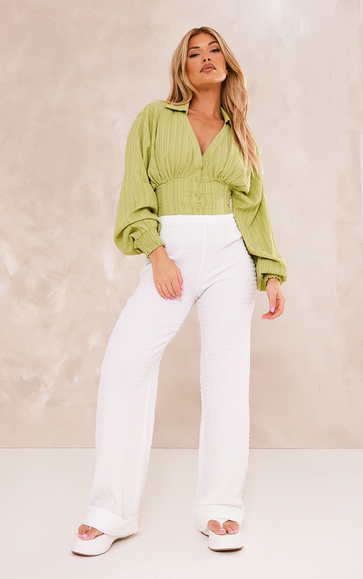 PrettyLittleThing Белые широкие брюки из фактурного жатого джерси с подвернутым краем, Белый
PrettyLittleThing Белые широкие брюки из фактурного жатого джерси с подвернутым краем, Белый