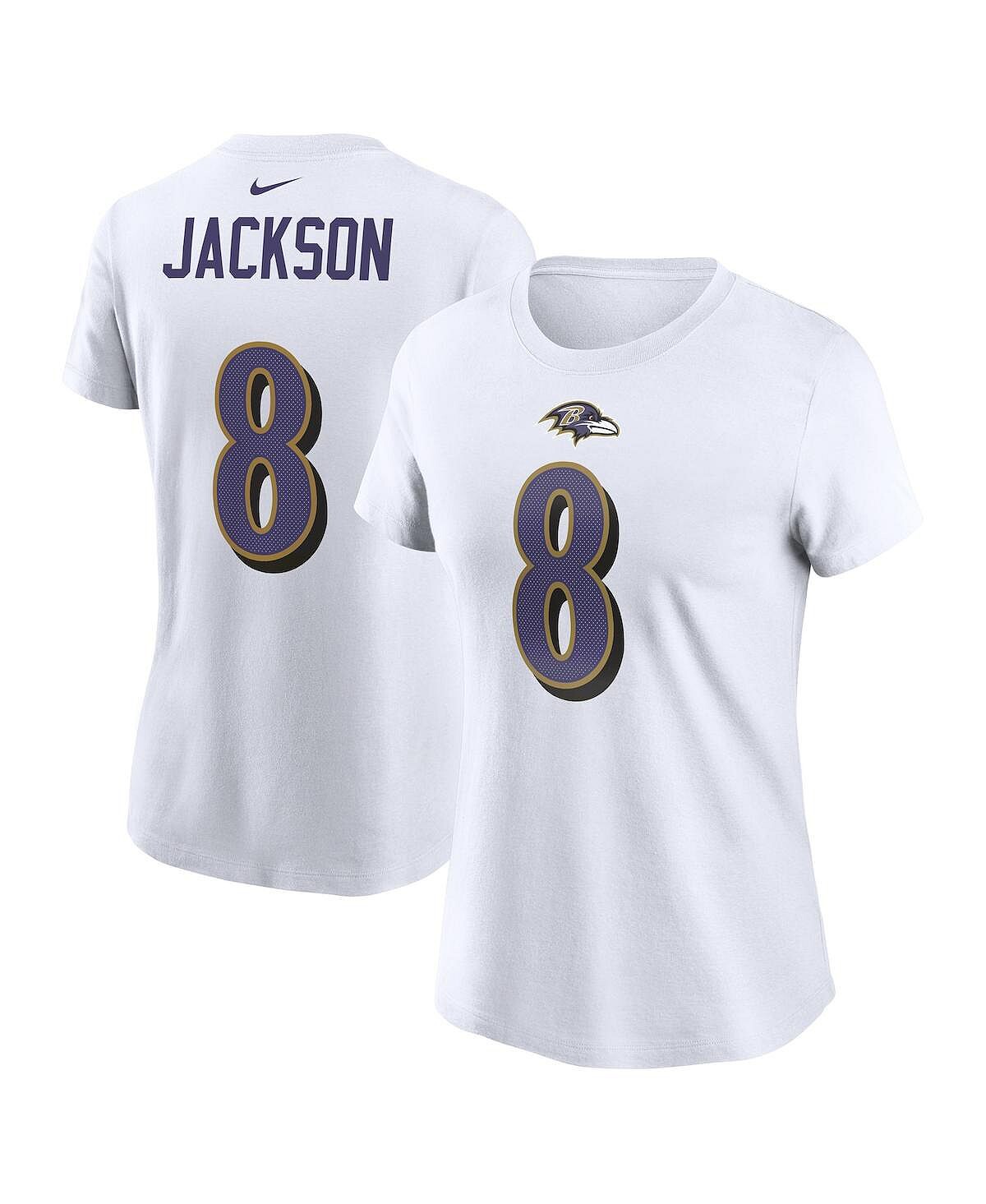 Женская белая футболка Lamar Jackson Baltimore Ravens с именем игрока и номером Nike, белый
Женская белая футболка Lamar Jackson Baltimore Ravens с именем игрока и номером Nike, белый