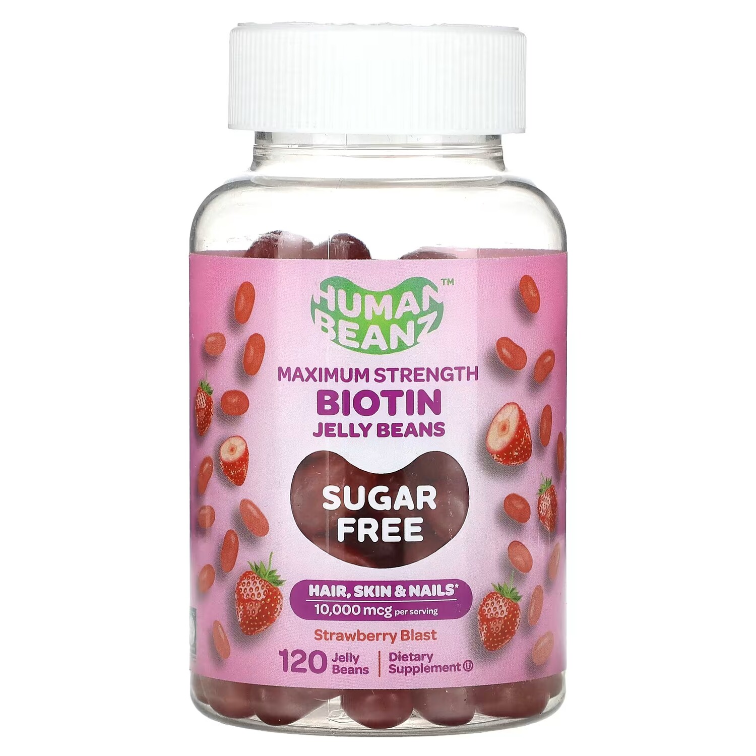 Биотиновая добавка Human Beanz Strawberry Blast максимальной прочности, 120 желейных бобов
Биотиновая добавка Human Beanz Strawberry Blast максимальной прочности, 120 желейных бобов