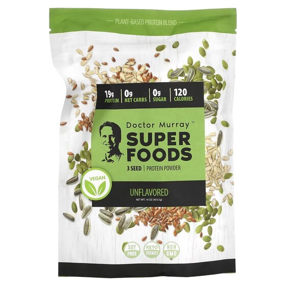 Протеиновый порошок Dr. Murray's Super Foods веганский из 3 семян тыквы льна подсолнечника без вкуса, 453, 5г
Протеиновый порошок Dr. Murray's Super Foods веганский из 3 семян тыквы льна подсолнечника без вкуса, 453, 5г