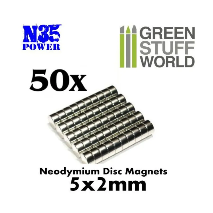 N35 Неодимовые магниты 5x2 мм - 50 карат, Accessories - Magnets (Green Stuff World)
N35 Неодимовые магниты 5x2 мм - 50 карат, Accessories - Magnets (Green Stuff World)