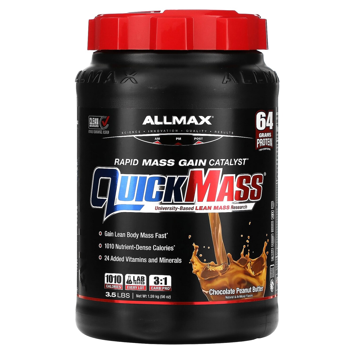 QuickMass, катализатор быстрого набора массы, шоколад и арахисовая паста, 1,59 кг (3,5 фунта), ALLMAX
QuickMass, катализатор быстрого набора массы, шоколад и арахисовая паста, 1,59 кг (3,5 фунта), ALLMAX
