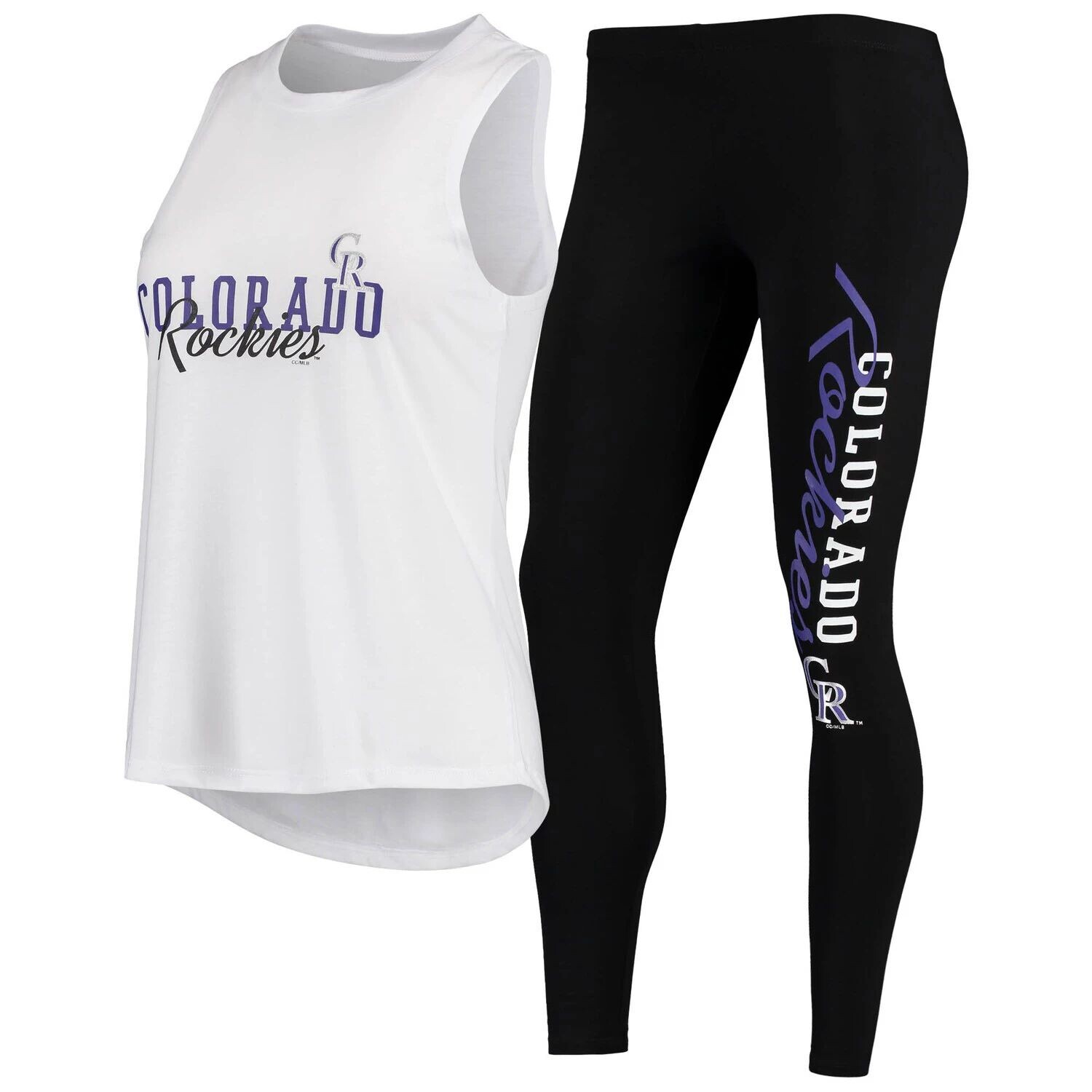 Женский комплект из топа на бретелях и леггинсов Concepts Sport белого/черного цвета Colorado Rockies Sonata
Женский комплект из топа на бретелях и леггинсов Concepts Sport белого/черного цвета Colorado Rockies Sonata