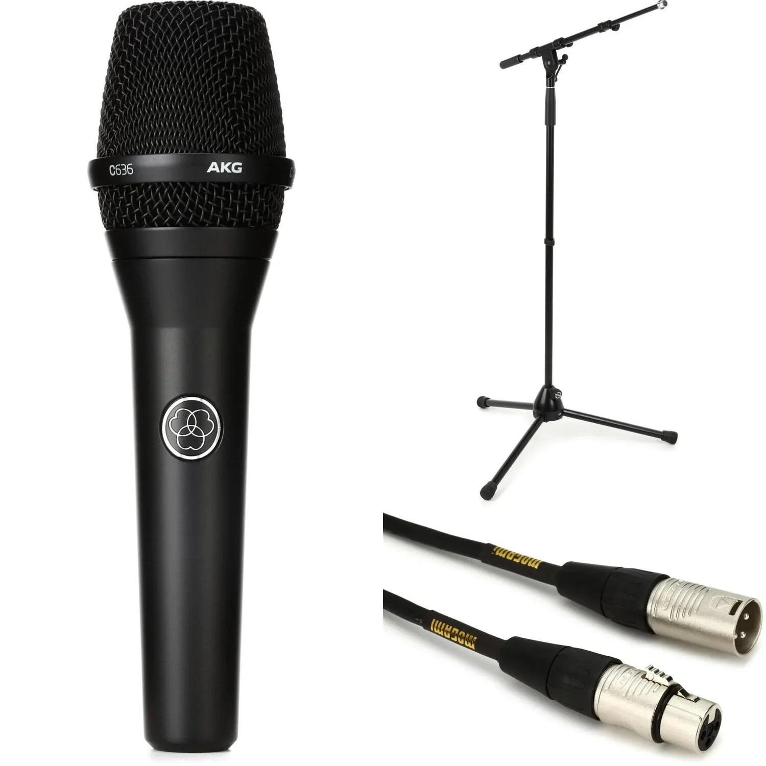 Конденсаторный ручной вокальный микрофон AKG C636 — черный, с подставкой и кабелем
Конденсаторный ручной вокальный микрофон AKG C636 — черный, с подставкой и кабелем
