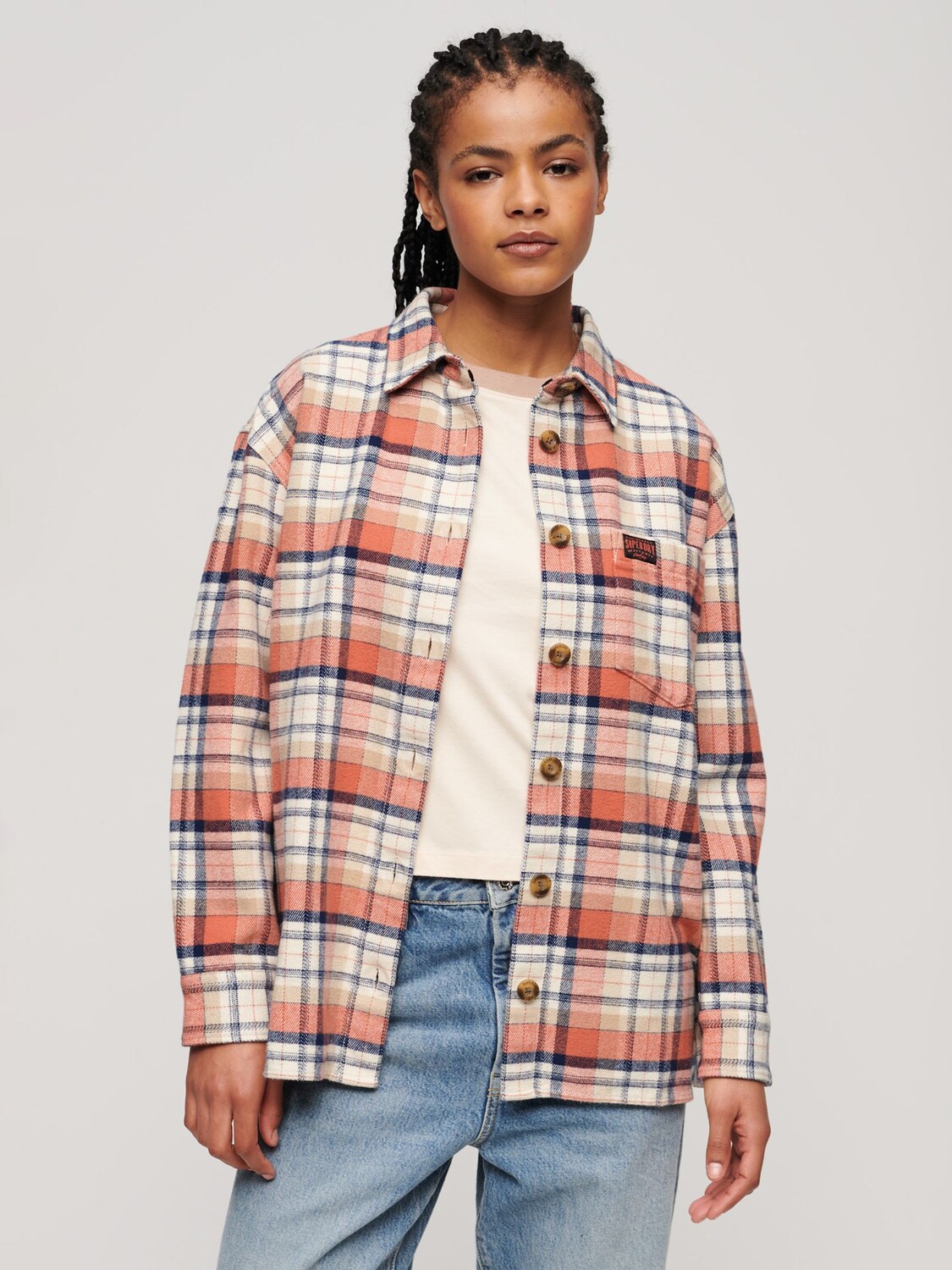 Фланелевая рубашка в клетку из органического хлопка Superdry, слоновая кость/коралл
Фланелевая рубашка в клетку из органического хлопка Superdry, слоновая кость/коралл