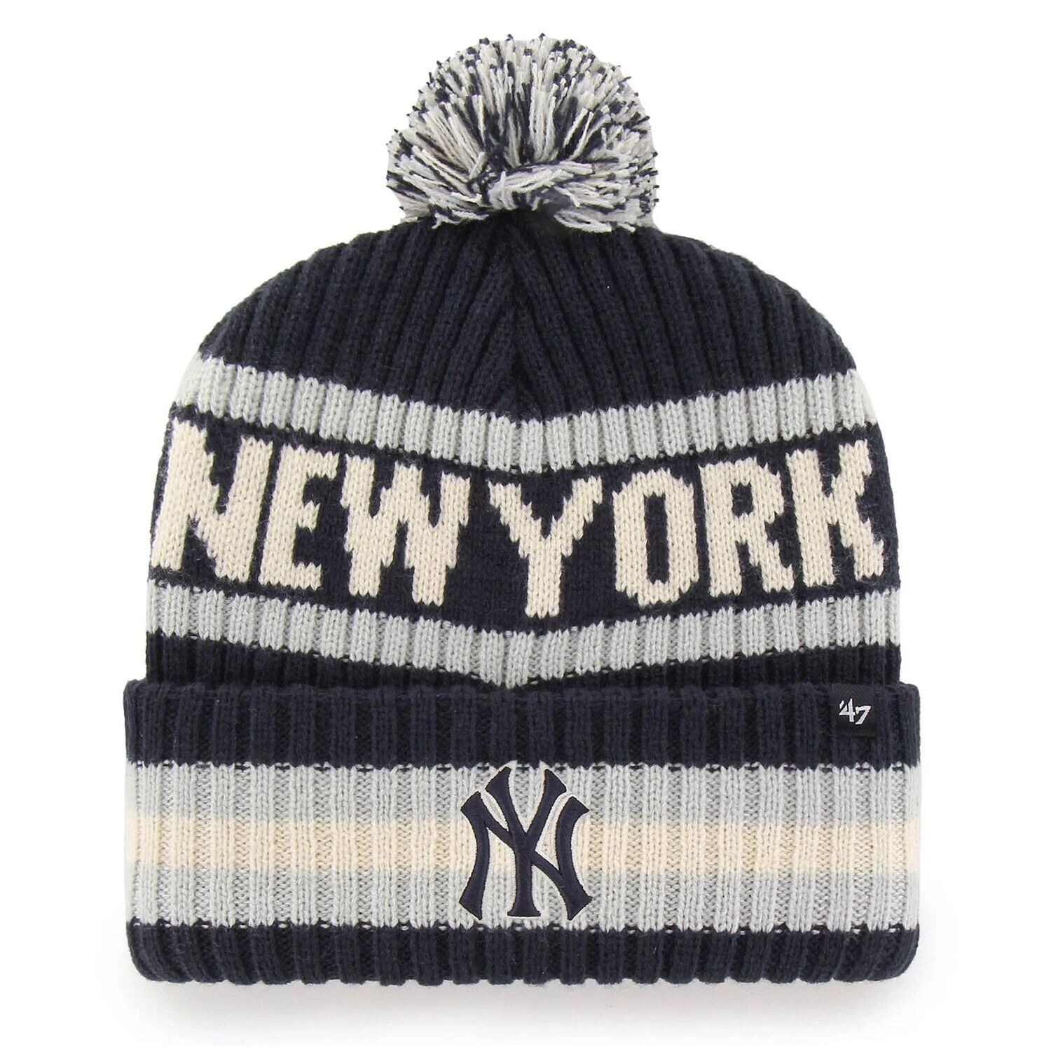 Мужская темно-синяя вязаная шапка с манжетами и помпоном New York Yankees Bering '47
Мужская темно-синяя вязаная шапка с манжетами и помпоном New York Yankees Bering '47