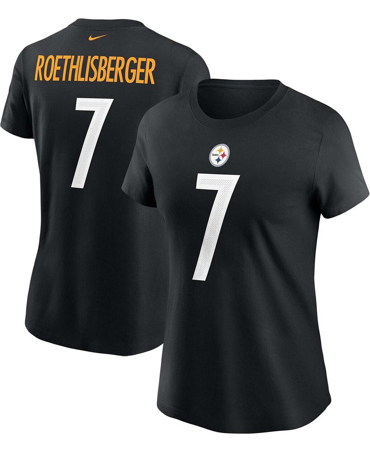 Женская черная футболка Ben Roethlisberger Pittsburgh Steelers с именем и номером Nike, черный
Женская черная футболка Ben Roethlisberger Pittsburgh Steelers с именем и номером Nike, черный