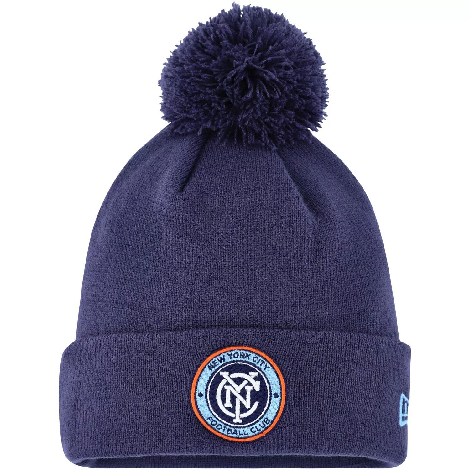 Мужская трикотажная шапка New Era Blue New York City FC с манжетами на крючках и помпоном
Мужская трикотажная шапка New Era Blue New York City FC с манжетами на крючках и помпоном