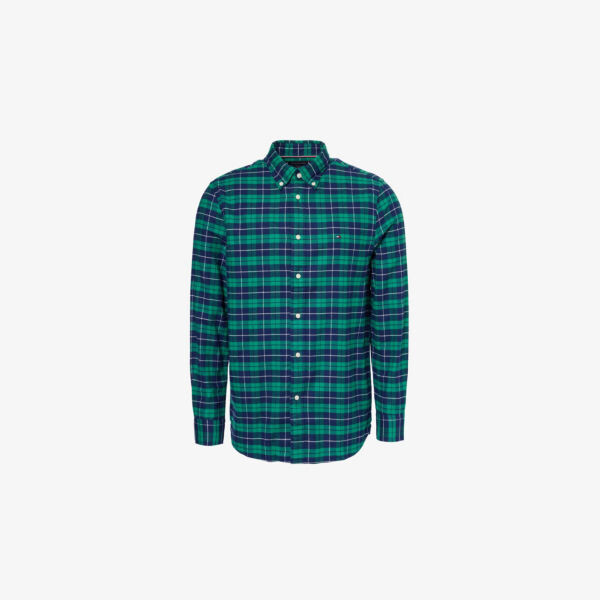 Рубашка из хлопка с начесом и длинными рукавами в клетку Tommy Hilfiger, зеленый 
Рубашка из хлопка с начесом и длинными рукавами в клетку Tommy Hilfiger, зеленый
