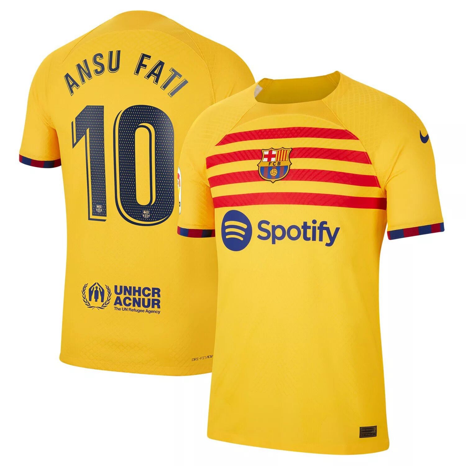 Мужская желтая футболка Ansu Fati Barcelona 2022/23 Fourth Vapor Match Authentic Player Nike, Желтый
Мужская желтая футболка Ansu Fati Barcelona 2022/23 Fourth Vapor Match Authentic Player Nike, Желтый