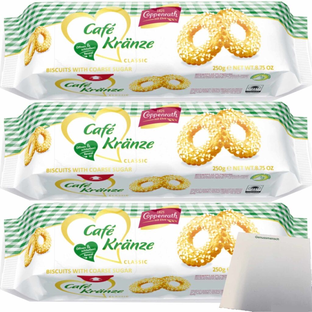 Песочное печенье Coppenrath Cafe Wreaths с сахарным песком упаковка 3 шт. (3 упаковки по 250 г) + блок усы USY
Песочное печенье Coppenrath Cafe Wreaths с сахарным песком упаковка 3 шт. (3 упаковки по 250 г) + блок усы USY