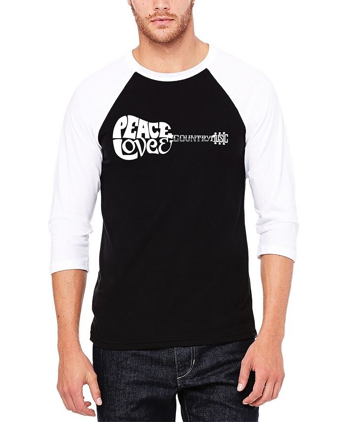 Мужская бейсбольная футболка с рукавами реглан Peace Love Country Baseball Word Art LA Pop Art, цвет Black, White
Мужская бейсбольная футболка с рукавами реглан Peace Love Country Baseball Word Art LA Pop Art, цвет Black, White