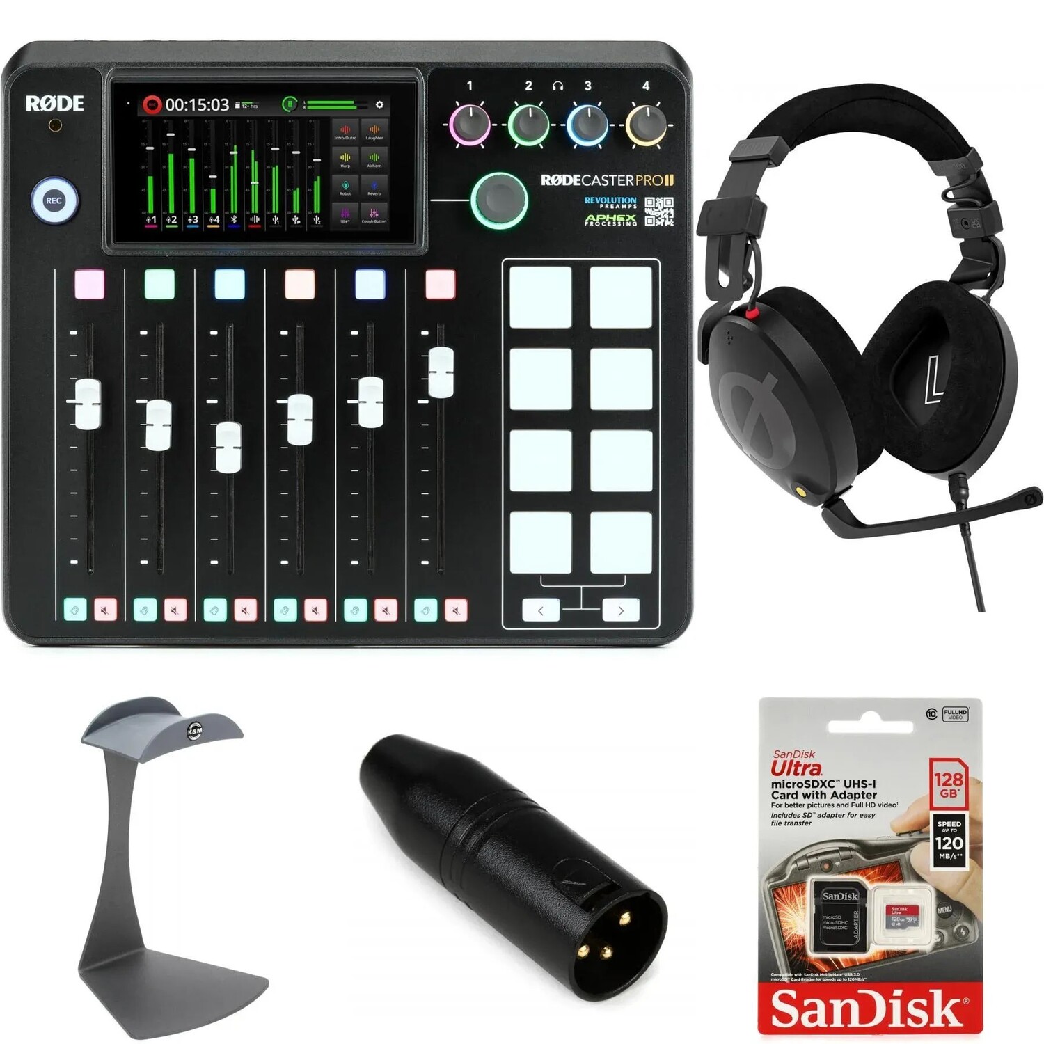 Комплект консоли для производства подкастов Rode Rodecaster Pro II и гарнитуры с микрофоном
Комплект консоли для производства подкастов Rode Rodecaster Pro II и гарнитуры с микрофоном