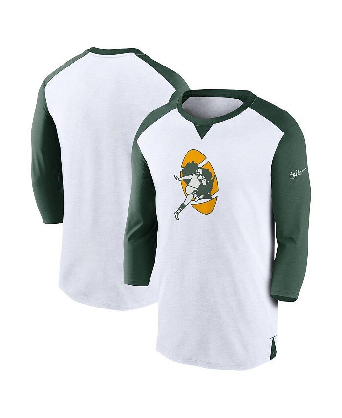 Мужская бело-зеленая футболка Green Bay Packers Rewind с рукавом 3/4 Nike, белый
Мужская бело-зеленая футболка Green Bay Packers Rewind с рукавом 3/4 Nike, белый