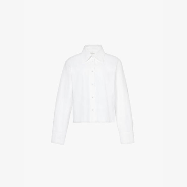 Рубашка свободного кроя из хлопкового поплина с расклешенным подолом Jil Sander, белый 
Рубашка свободного кроя из хлопкового поплина с расклешенным подолом Jil Sander, белый