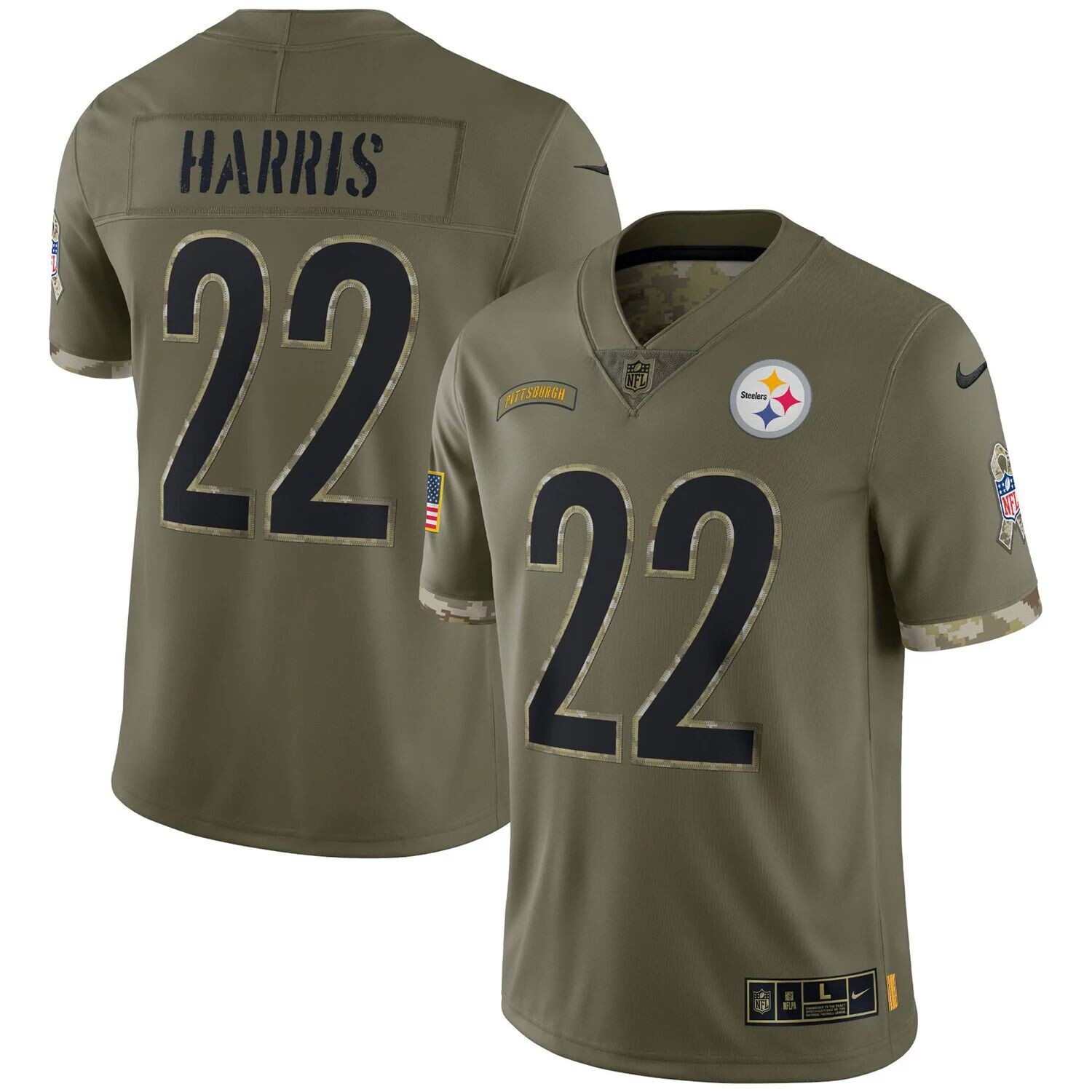 Мужское джерси Najee Harris Olive Pittsburgh Steelers 2022 Salute To Service Limited Nike
Мужское джерси Najee Harris Olive Pittsburgh Steelers 2022 Salute To Service Limited Nike