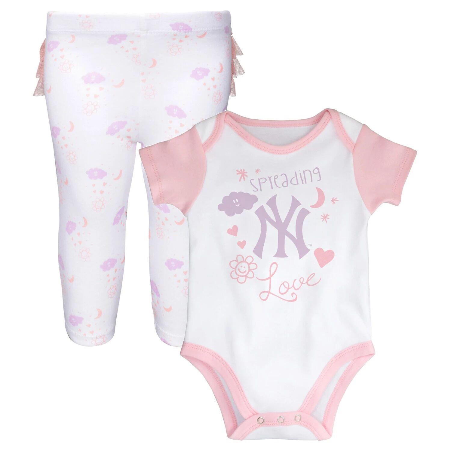 Белый/розовый костюм для новорожденных и младенцев New York Yankees Spreading Love, боди, пачка и леггинсы Outerstuff
Белый/розовый костюм для новорожденных и младенцев New York Yankees Spreading Love, боди, пачка и леггинсы Outerstuff