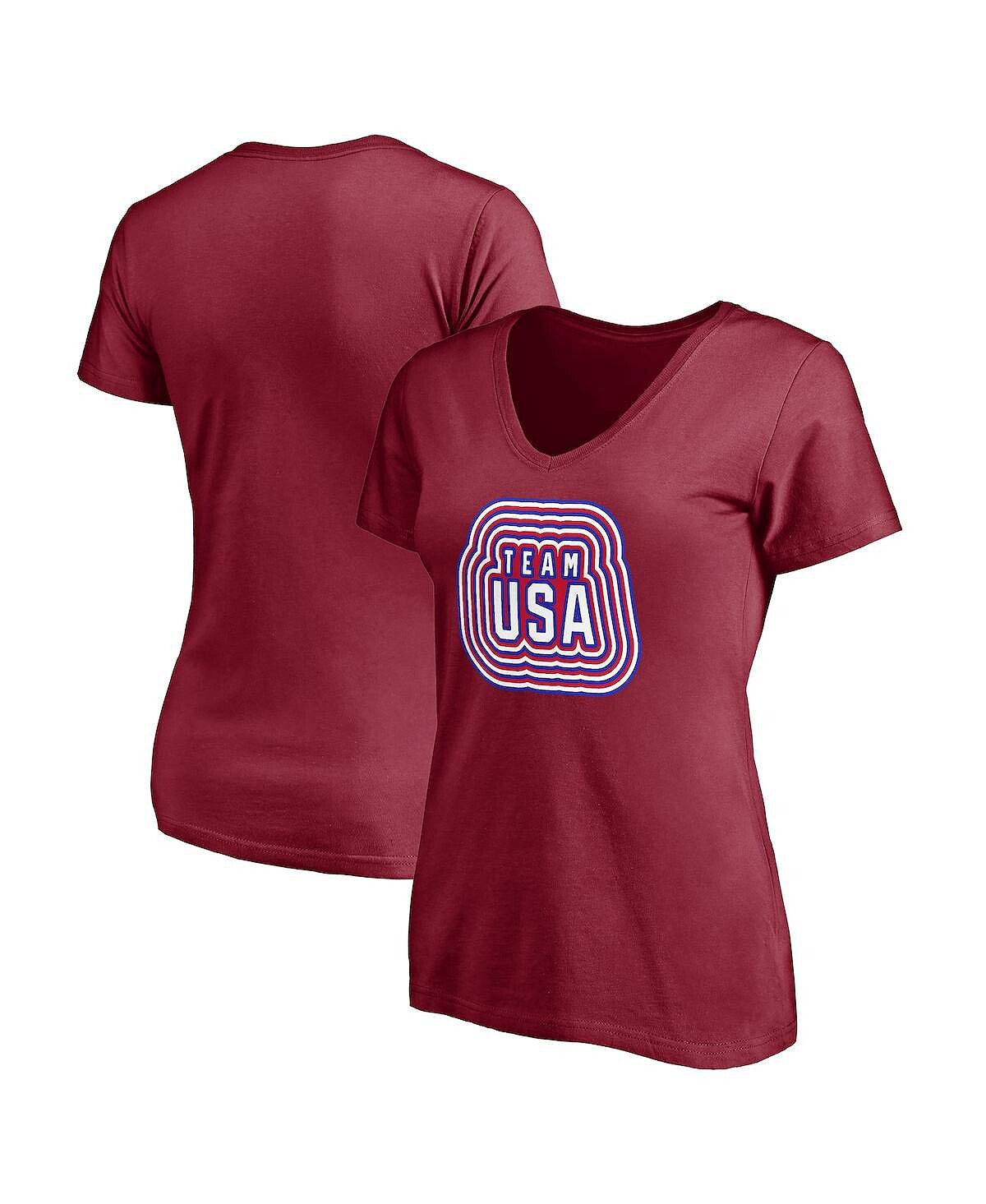 Женская футболка с v-образным вырезом и фирменным логотипом Cardinal Team USA Together Team Fanatics
Женская футболка с v-образным вырезом и фирменным логотипом Cardinal Team USA Together Team Fanatics
