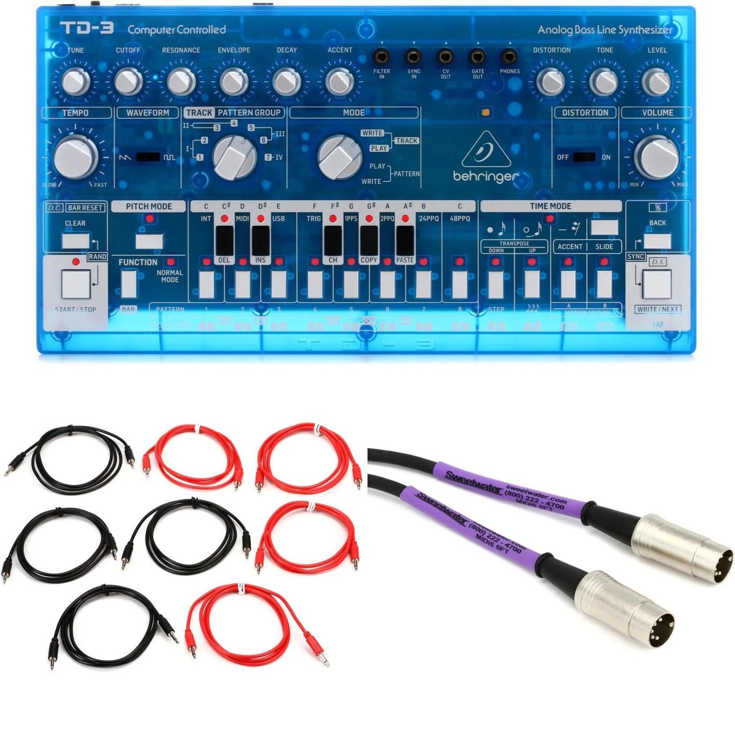 Новый аналоговый синтезатор басовой линии Behringer TD-3-BB с кабелями — нежно-голубой
Новый аналоговый синтезатор басовой линии Behringer TD-3-BB с кабелями — нежно-голубой