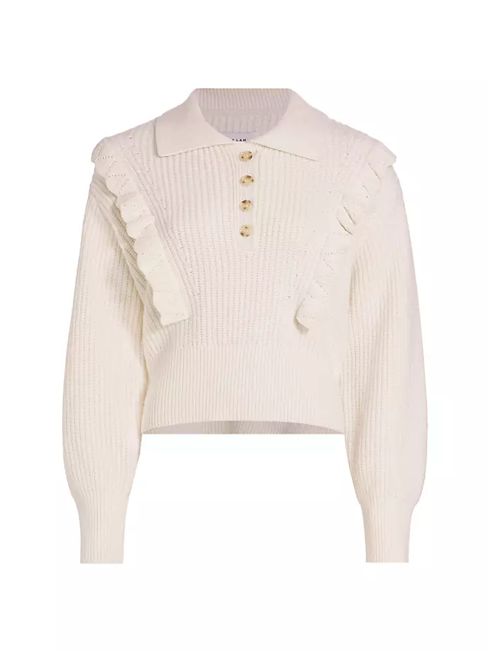 Свитер Noelia с воротником и рюшами Derek Lam 10 Crosby, слоновая кость, Бежевый 
Свитер Noelia с воротником и рюшами Derek Lam 10 Crosby, слоновая кость, Бежевый