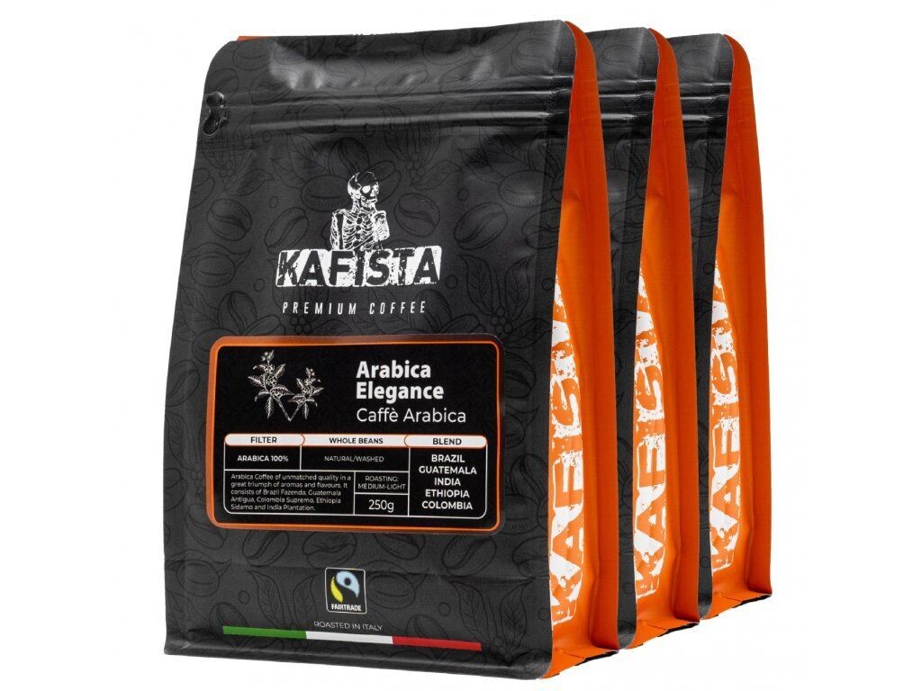 Кофе в зернах Kafista "Арабика Элеганс" - смесь 100% арабики, обжаренная в Италии 3х250г
Кофе в зернах Kafista "Арабика Элеганс" - смесь 100% арабики, обжаренная в Италии 3х250г