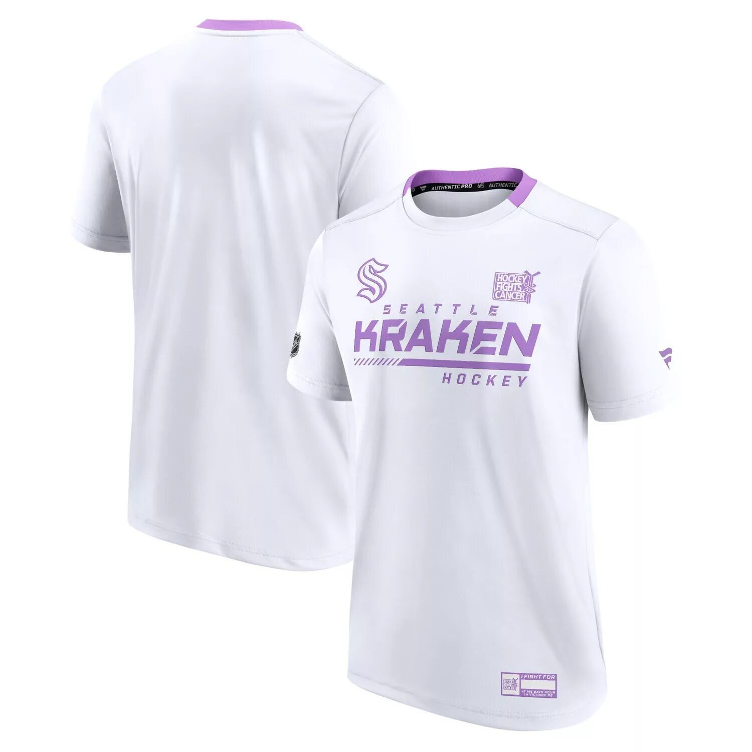 Мужская футболка с логотипом Fanatics белого/фиолетового цвета Seattle Kraken 2021 Hockey Fights Cancer Performance
Мужская футболка с логотипом Fanatics белого/фиолетового цвета Seattle Kraken 2021 Hockey Fights Cancer Performance