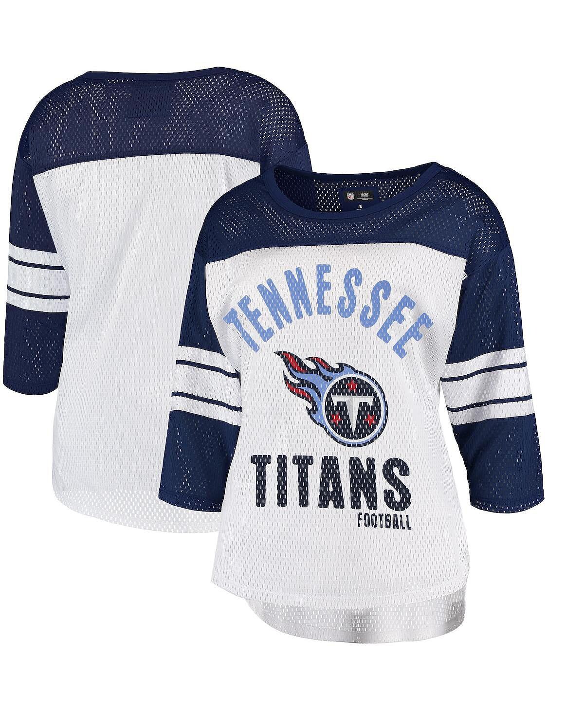 Женская бело-темно-синяя футболка из сетки с рукавами три четверти Tennessee Titans First Team G-III 4Her by Carl Banks
Женская бело-темно-синяя футболка из сетки с рукавами три четверти Tennessee Titans First Team G-III 4Her by Carl Banks