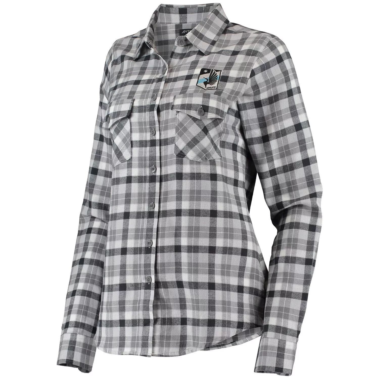 Женская фланелевая рубашка на пуговицах с длинным рукавом Antigua Grey/White Minnesota United FC Ease Antigua
Женская фланелевая рубашка на пуговицах с длинным рукавом Antigua Grey/White Minnesota United FC Ease Antigua