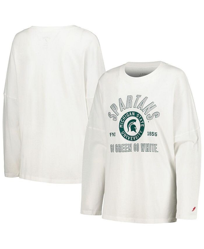 Женская белая рваная футболка оверсайз с длинными рукавами Michigan State Spartans Clothesline League Collegiate Wear, белый
Женская белая рваная футболка оверсайз с длинными рукавами Michigan State Spartans Clothesline League Collegiate Wear, белый