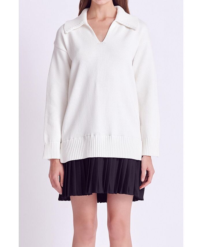 Женское комбинированное мини-платье со складками English Factory, цвет White/black
Женское комбинированное мини-платье со складками English Factory, цвет White/black