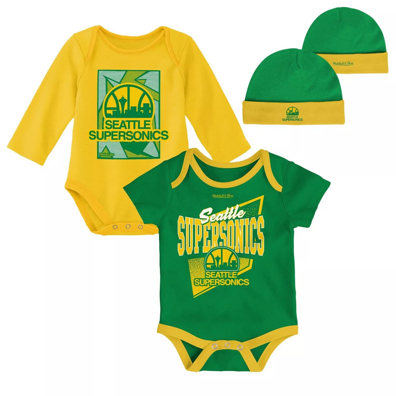 Для новорожденных и младенцев Mitchell & Ness зеленый/золотой Seattle SuperSonics классические боди из трех предметов из твердой древесины и комплект вязаной шапки с манжетами Unbranded
Для новорожденных и младенцев Mitchell & Ness зеленый/золотой Seattle SuperSonics классические боди из трех предметов из твердой древесины и комплект вязаной шапки с манжетами Unbranded