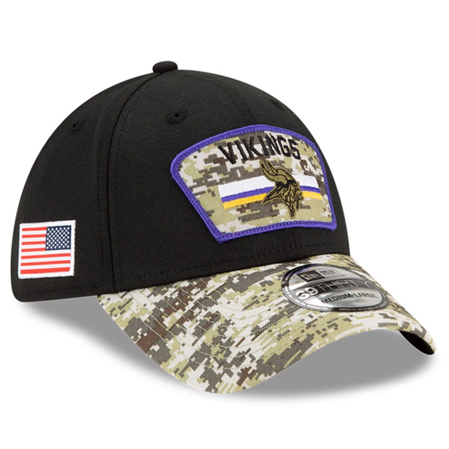 Мужская кепка New Era Black/Camo Minnesota Vikings 2021 Salute To Service 39THIRTY Flex Hat
Мужская кепка New Era Black/Camo Minnesota Vikings 2021 Salute To Service 39THIRTY Flex Hat