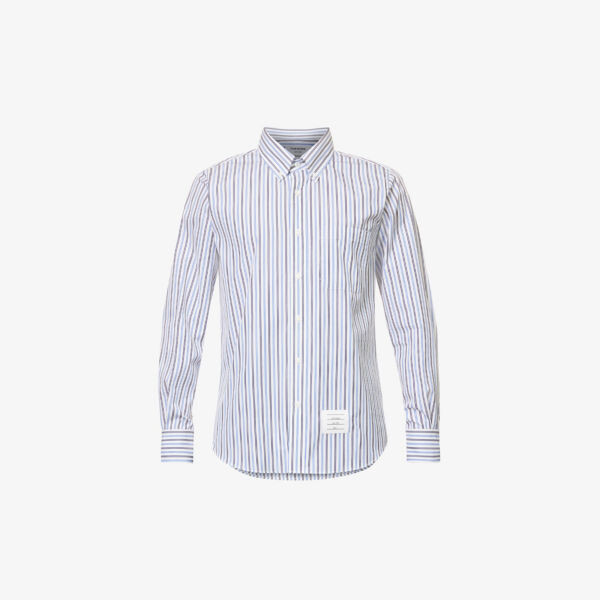 Рубашка из хлопкового поплина в полоску с нашивкой-логотипом Thom Browne, синий
Рубашка из хлопкового поплина в полоску с нашивкой-логотипом Thom Browne, синий