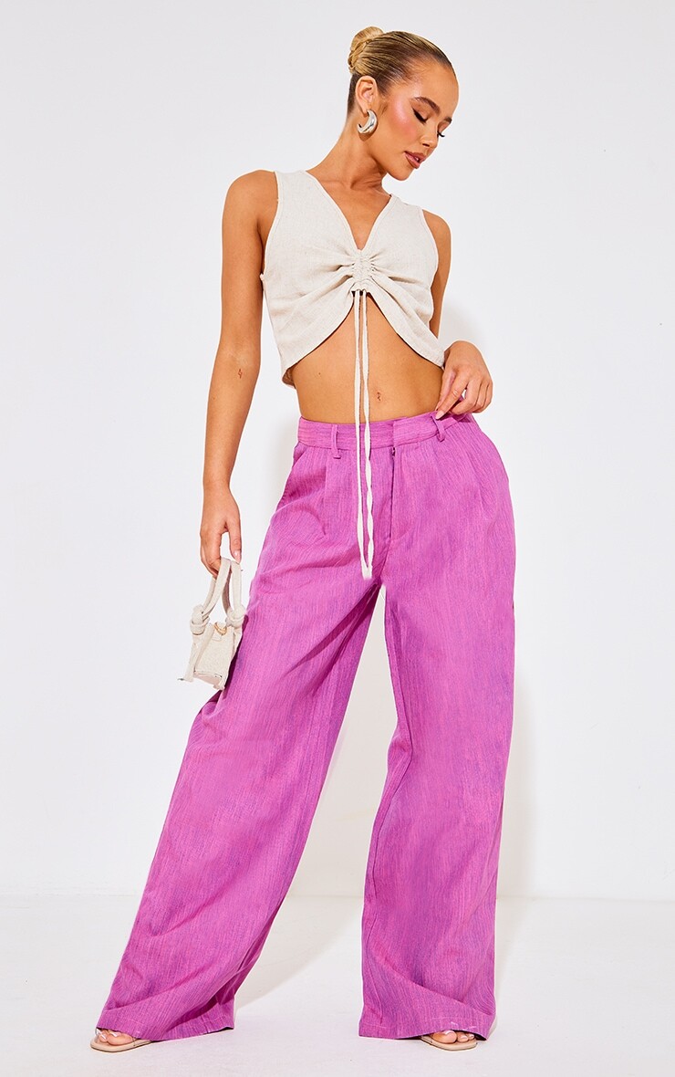 PrettyLittleThing Приталенные широкие брюки из льняной ткани пурпурного цвета с высокой талией, Фиолетовый
PrettyLittleThing Приталенные широкие брюки из льняной ткани пурпурного цвета с высокой талией, Фиолетовый