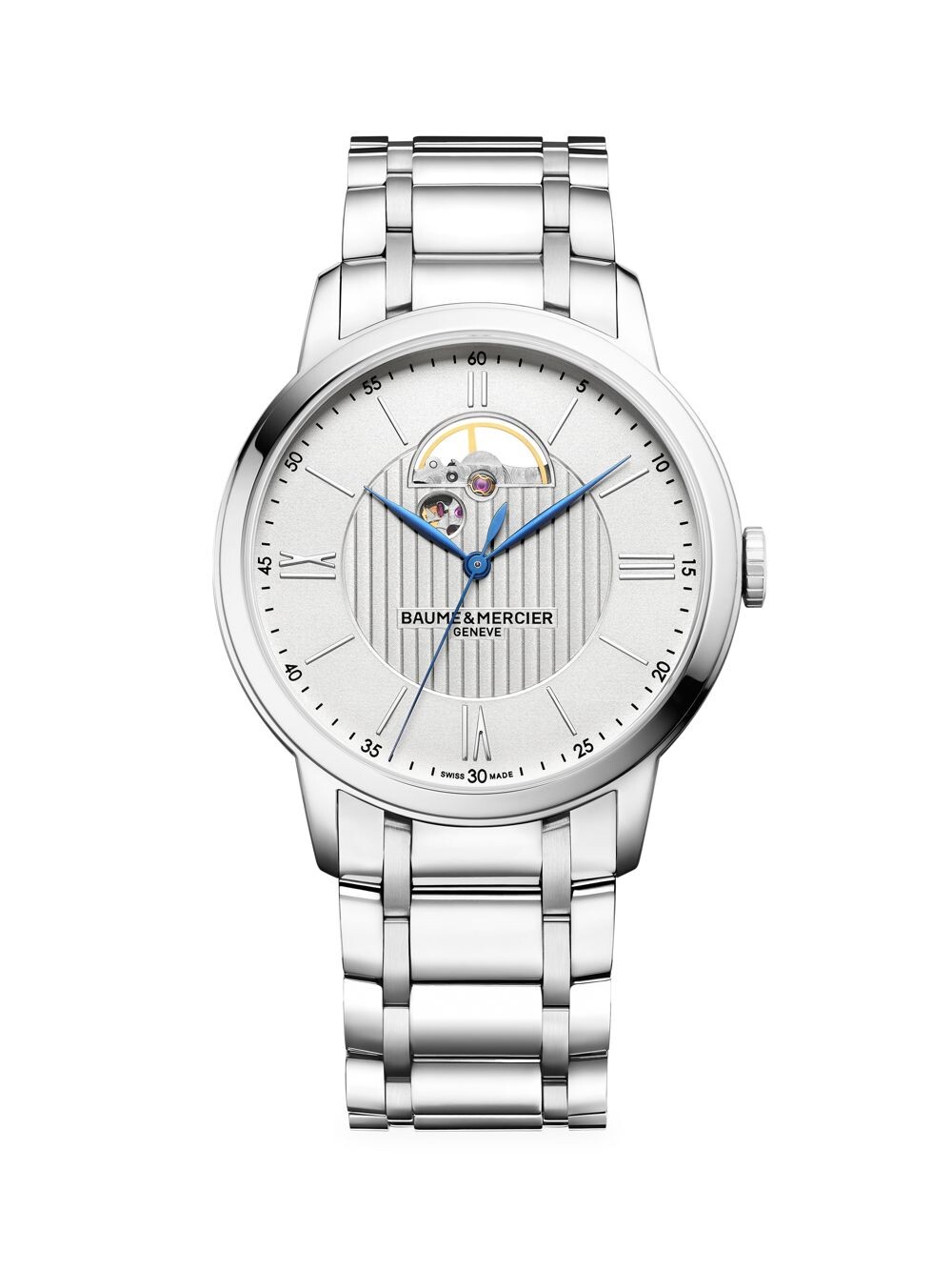 Часы Classima с браслетом из нержавеющей стали с открытым балансом и апертурой Baume & Mercier
Часы Classima с браслетом из нержавеющей стали с открытым балансом и апертурой Baume & Mercier