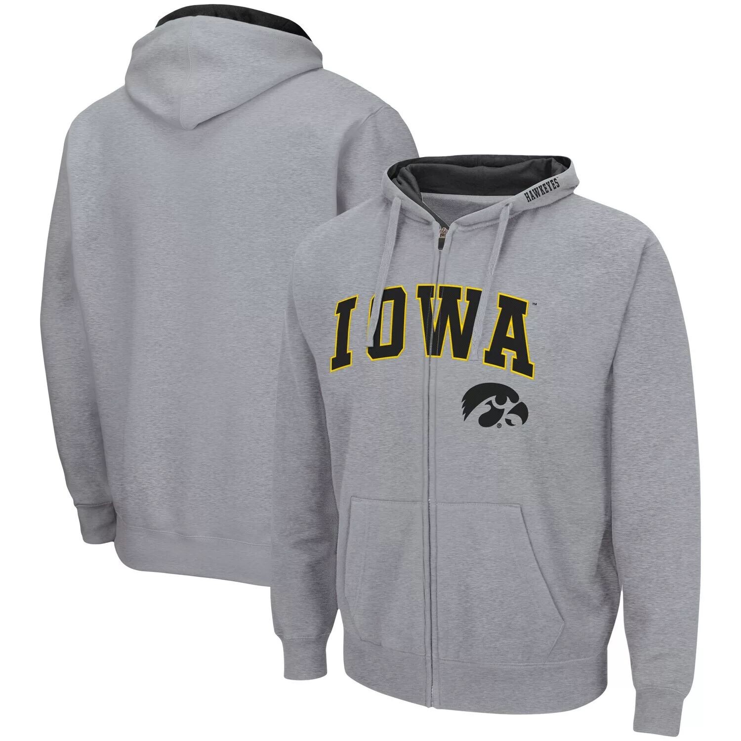 Мужская толстовка с капюшоном на молнии во всю длину серого цвета Iowa Hawkeyes Arch & Logo 3.0 Colosseum, Серый
Мужская толстовка с капюшоном на молнии во всю длину серого цвета Iowa Hawkeyes Arch & Logo 3.0 Colosseum, Серый