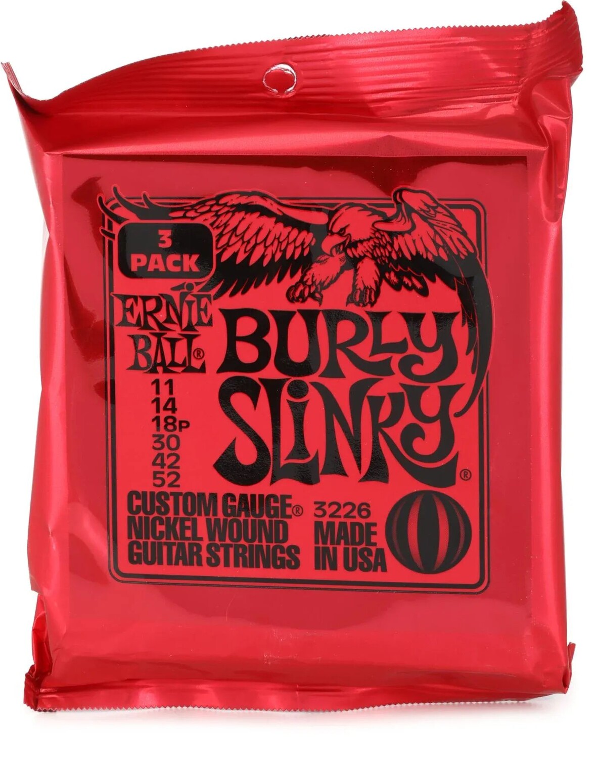 Струны для электрогитары Ernie Ball 3226 Burly Slinky с никелевой обмоткой — заводские размеры .011-.052 (3 шт.)
Струны для электрогитары Ernie Ball 3226 Burly Slinky с никелевой обмоткой — заводские размеры .011-.052 (3 шт.)