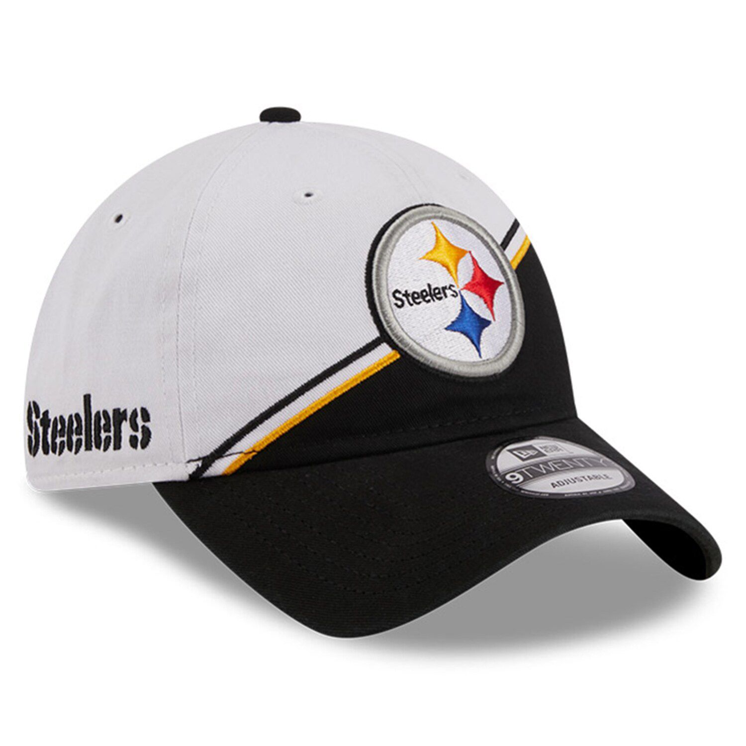 

Мужская регулируемая кепка New Era белого/черного цвета Pittsburgh Steelers 2023 Sideline 9TWENTY