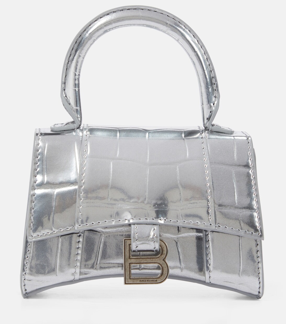 Мини-сумка через плечо Hourglass из кожи с эффектом крокодила Balenciaga, серебряный, Серый
Мини-сумка через плечо Hourglass из кожи с эффектом крокодила Balenciaga, серебряный, Серый