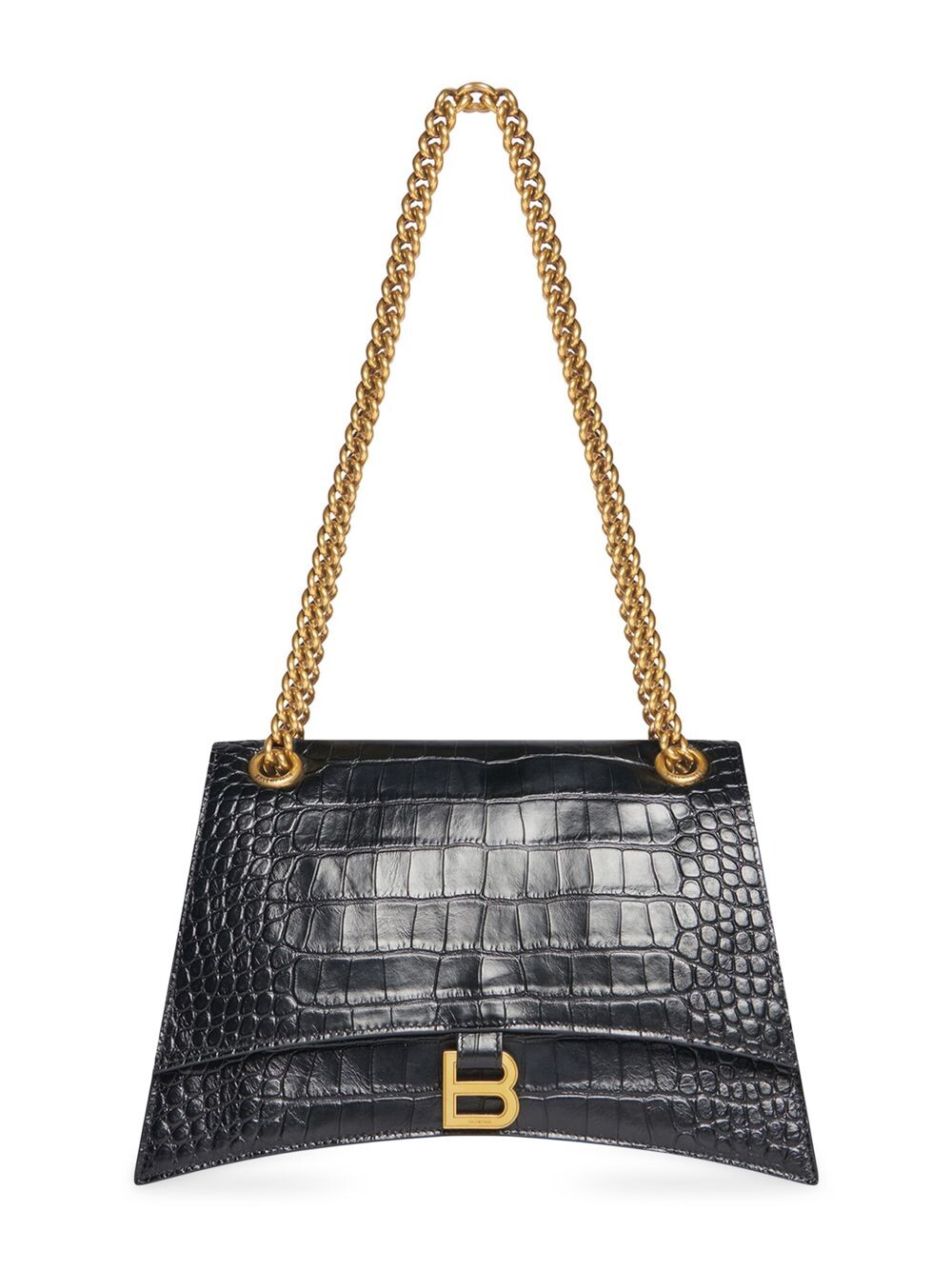Crush Medium Chain Bag Сумка через плечо с тиснением под крокодила Balenciaga, черный
Crush Medium Chain Bag Сумка через плечо с тиснением под крокодила Balenciaga, черный
