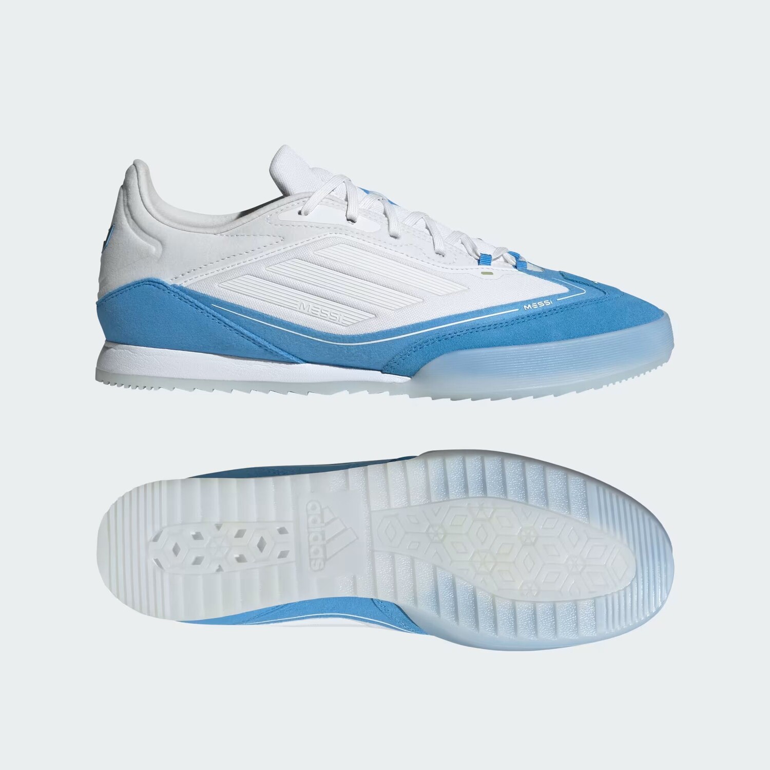 Футбольные бутсы для фристайла F50 Messi Adidas, цвет Cloud White/Gold Metallic/Blue Burst
Футбольные бутсы для фристайла F50 Messi Adidas, цвет Cloud White/Gold Metallic/Blue Burst